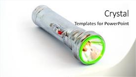  Presentation with flash - Beautiful presentation featuring metallic pocket flash-light isolated over white background backdrop and a white colored foreground