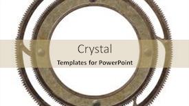  Presentation with mechanical gear - Presentation theme having metallic-round-frame-with-vintage background and a coral colored foreground