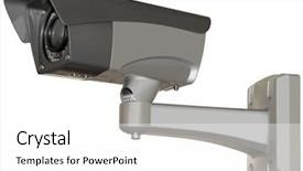  Presentation with camera security - Amazing slide deck having metallic security camera isolated backdrop and a white colored foreground