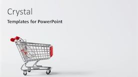  Presentation with shopping trolley - Slide deck having metallic-shopping-cart-trolley background and a white colored foreground