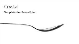  Presentation with metallic - PPT theme with metallic spoon isolated on white background and a white colored foreground