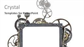  Presentation with steampunk - Colorful PPT theme enhanced with metallic-square-frame-with-vintage backdrop and a white colored foreground