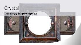  Presentation with vintage retro - Presentation theme consisting of metallic-square-frame-with-vintage background and a light gray colored foreground