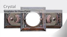  Presentation with steampunk - Presentation design enhanced with metallic-square-frame-with-vintage background and a light gray colored foreground