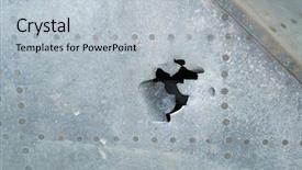  Presentation with crack - Cool new PPT layouts with metallic texture with rivets backdrop and a light blue colored foreground