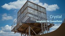  Presentation with water tank - Presentation design having metallic-water-tank background and a ocean colored foreground