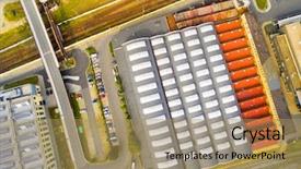  Presentation with metallurgical - Slides having metallurgical - aerial view to industrial zone background and a coral colored foreground