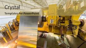  Presentation with wound - Slide set consisting of metallurgical - aluminum sheet is wound background and a yellow colored foreground