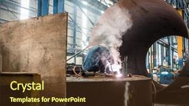  Presentation with metallurgical - PPT theme having metallurgical - blue-collar worker welding background and a tawny brown colored foreground