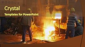  Presentation with iron - Cool new presentation design with metallurgical - iron and steel industry backdrop and a tawny brown colored foreground