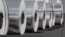  Presentation with plant - PPT theme having metallurgical - rolls of aluminum close up background and a light gray colored foreground