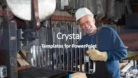  Presentation with foundry - Amazing theme having metallurgical - senior as metalworker with experience backdrop and a ocean colored foreground