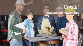  Presentation with metallurgy - Presentation theme with metallurgical - sucessful craftsman or locksmithery team background and a violet colored foreground