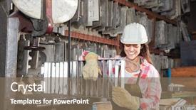  Presentation with mold - Cool new presentation theme with metallurgical - young woman as blue collar backdrop and a violet colored foreground