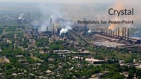  Presentation with metallurgical - Colorful presentation design enhanced with metallurgical works aerial view backdrop and a light gray colored foreground