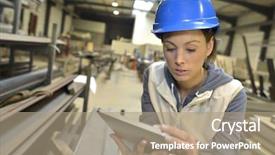  Presentation with metallurgy - Colorful PPT theme enhanced with metallurgy engineering - woman engineer in steel plant backdrop and a coral colored foreground