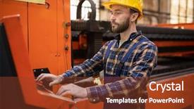  Presentation with metallurgy - Presentation theme consisting of metallurgy engineering - young contemporary engineer in uniform background and a  colored foreground