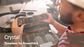  Presentation with industrial engineer - PPT theme featuring metallurgy engineering - young contemporary professional engineer background and a violet colored foreground