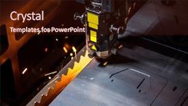  Presentation with metallurgy - Theme enhanced with metallurgy welding engineering - view of industrial automatic machine background and a wine colored foreground