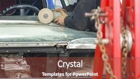  Presentation with body repair - Cool new slides with metalurgy - car in a repair backdrop and a tawny brown colored foreground