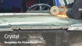  Presentation with body repair - Colorful slides enhanced with metalurgy - car in a repair backdrop and a gray colored foreground