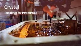  Presentation with metalworking cnc - Presentation design enhanced with metalworking cnc electrolysis milling machine background and a tawny brown colored foreground