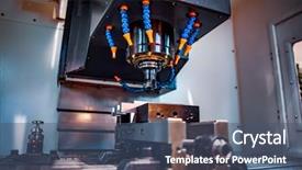  Presentation with cnc cutting machine - Slide deck consisting of industry challenges - metalworking cnc milling machine cutting background and a ocean colored foreground