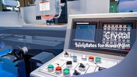  Presentation with cnc cutting machine - Amazing slides having industry challenges - metalworking cnc milling machine cutting backdrop and a ocean colored foreground