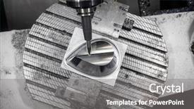  Presentation with cnc milling machine - Theme enhanced with industry challenges - metalworking cnc milling machine cutting background and a gray colored foreground