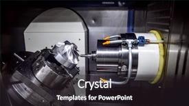  Presentation with cnc milling machine - Slide deck consisting of industry challenges - metalworking cnc milling machine cutting background and a dark gray colored foreground