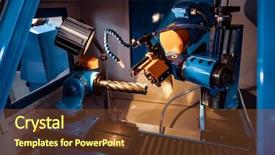  Presentation with cnc milling machine - Slide set enhanced with heavy metals plant - metalworking cnc milling machine cutting background and a  colored foreground