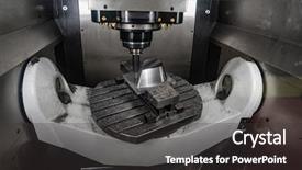  Presentation with technology plant - Audience pleasing presentation design consisting of heavy metals plant - metalworking cnc milling machine cutting backdrop and a  colored foreground