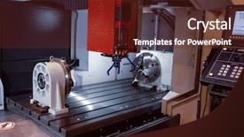  Presentation with cnc cutting machine - Beautiful presentation design featuring metalworking cnc milling machine cutting backdrop and a  colored foreground