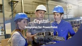  Presentation with metallurgy - Cool new slide deck with metalwork apprentice in metallurgy training backdrop and a ocean colored foreground