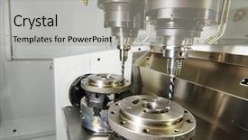  Presentation with factory machine - Cool new slide deck with metalwork industry milling machine tool backdrop and a light gray colored foreground
