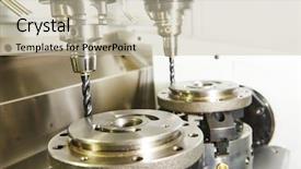  Presentation with factory machine - PPT theme enhanced with metalwork industry milling machine tool background and a mint green colored foreground