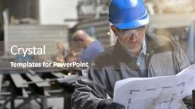  Presentation with instruction - Beautiful slide deck featuring metalworker in factory reading instructions backdrop and a  colored foreground