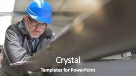  Presentation with instruction - Slide set featuring metalworker in factory reading instructions background and a dark gray colored foreground