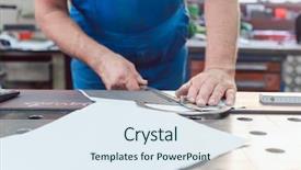  Presentation with later - Cool new slide set with metalworker with angle meter measuring backdrop and a sky blue colored foreground