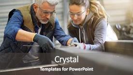  Presentation with locksmith - Colorful slide deck enhanced with locksmith - metalworker with apprentice in workshop backdrop and a dark gray colored foreground