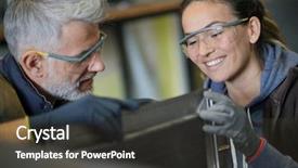  Presentation with railway workshop india - PPT layouts enhanced with metalworker with apprentice in workshop background and a  colored foreground