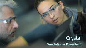  Presentation with web workshop - PPT theme consisting of metalworker with apprentice in workshop background and a  colored foreground