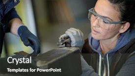  Presentation with apprentice - PPT layouts having metalworker with apprentice in workshop background and a  colored foreground