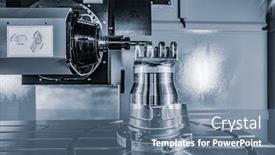  Presentation with cnc lathe - Presentation design consisting of process of machining using rotary background and a ocean colored foreground