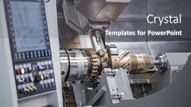  Presentation with cnc lathe - Colorful presentation design enhanced with advanced - metalworking cnc lathe milling machine backdrop and a gray colored foreground