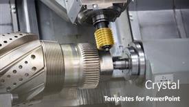  Presentation with lathe - Audience pleasing slide set consisting of process of machining using rotary backdrop and a gray colored foreground