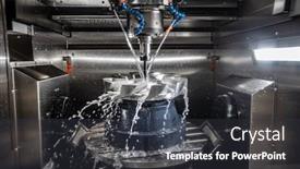  Presentation with lathe - Theme having metalworking-cnc-lathe-milling-machine background and a dark gray colored foreground