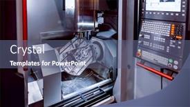  Presentation with cnc cutting machine - Cool new slide set with metalworking-cnc-milling-machine-cutting backdrop and a ocean colored foreground