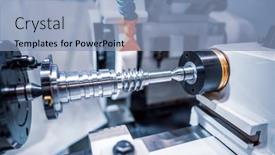  Presentation with cnc cutting machine - Beautiful presentation design featuring metalworking-cnc-milling-machine-cutting backdrop and a light blue colored foreground