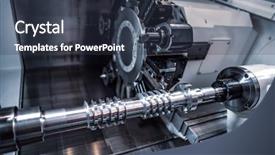  Presentation with cnc cutting machine - Colorful presentation design enhanced with metalworking cnc milling machine cutting backdrop and a  colored foreground